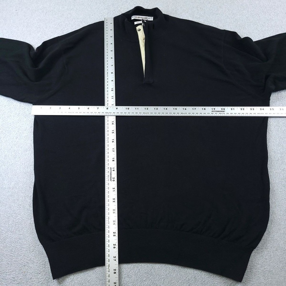 Peter Millar Sweater Mens XL Black Silk Cashmere Quarter Zip Pullover Luxury - Picture 4 of 9